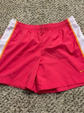 NWT Nike Women’s Hot Pink Athletic Shorts with White Mesh and Yellow Trim